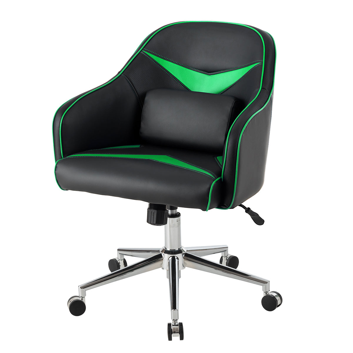 Giantex PU Leather Gaming Chair, Adjustable Height Mid-back Armchair w/ Massage Lumbar Pillow