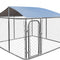 Giantex Outdoor Dog Kennel with Roof, 7.5ft Dog Fence with Door and Waterproof Cover