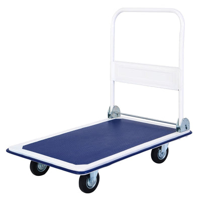 Giantex 5 660lbs Platform Cart Dolly Folding Foldable Moving Warehouse Push Hand Truck, Blue, 35.5inch x 24inch (Baseboard) 