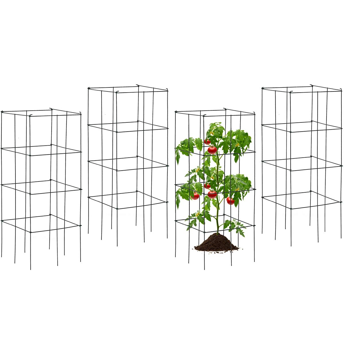 Giantex Pack of 4 Plant Cage Support, Tomato Stakes and Cages (16''Lx 16''Wx 39''H (4 Pieces)) 