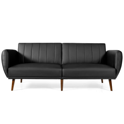 Giantex 3 Seat Sofa Bed, Convertible Futon Sofa, Adjustable Backrest, Foldable Couch Sleeper with Armrest (Black) 