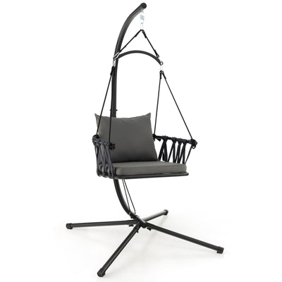 Giantex Hanging Swing Chair W/Stand, Cozy Seat & Back Cushions 