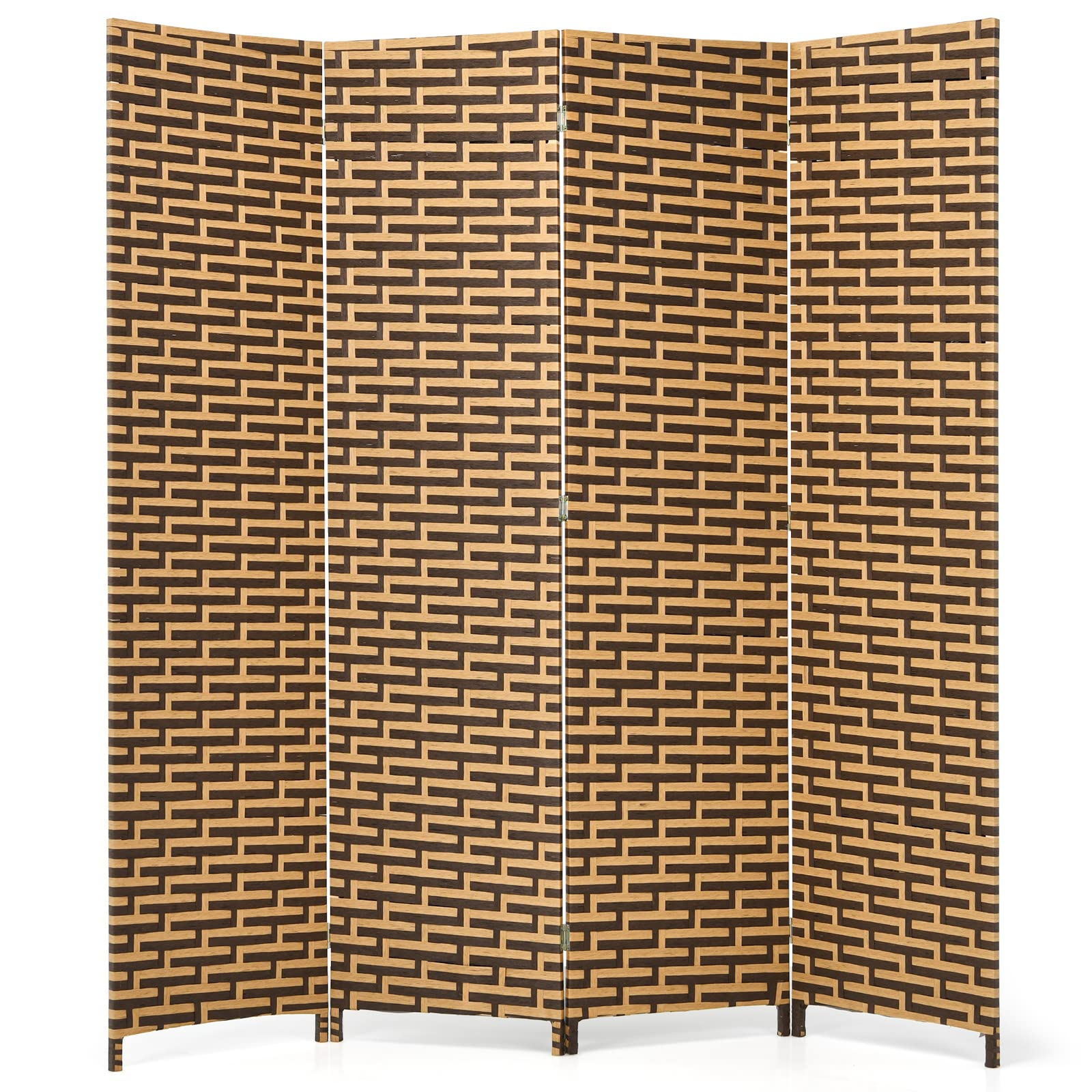 Giantex Room Divider, 6 Ft 4 Panel Handmade Rattan Room Divider 