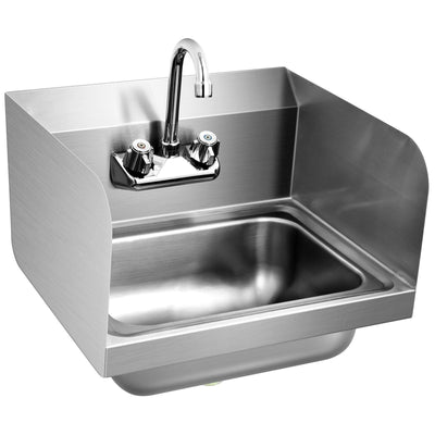 Giantex Stainless Steel Hand Washing Sink, Wall Mount Hand Sink w/ Faucet, 17" x 15" 