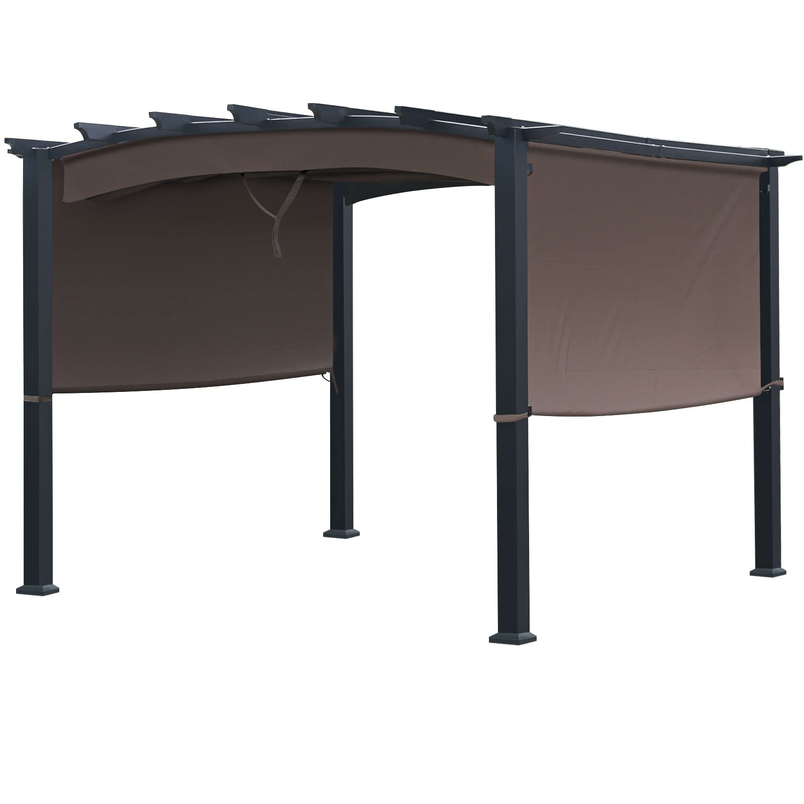 Outdoor Retractable Pergola 10' x 10', Metal Patio Gazebo Pergola 