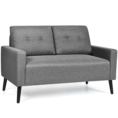 Giantex Modern Loveseat Sofa, 55" Upholstered Sofa Couch w/ Soft Cushion, Rubber Wooden Legs (Gray) 