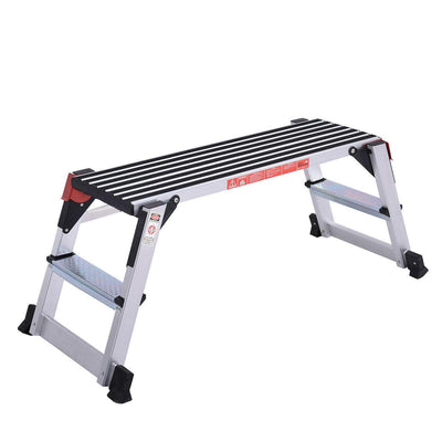 Giantex Aluminum Platform Non-Slip Folding Work Bench Drywall Stool Ladder 330lbs Capacity 
