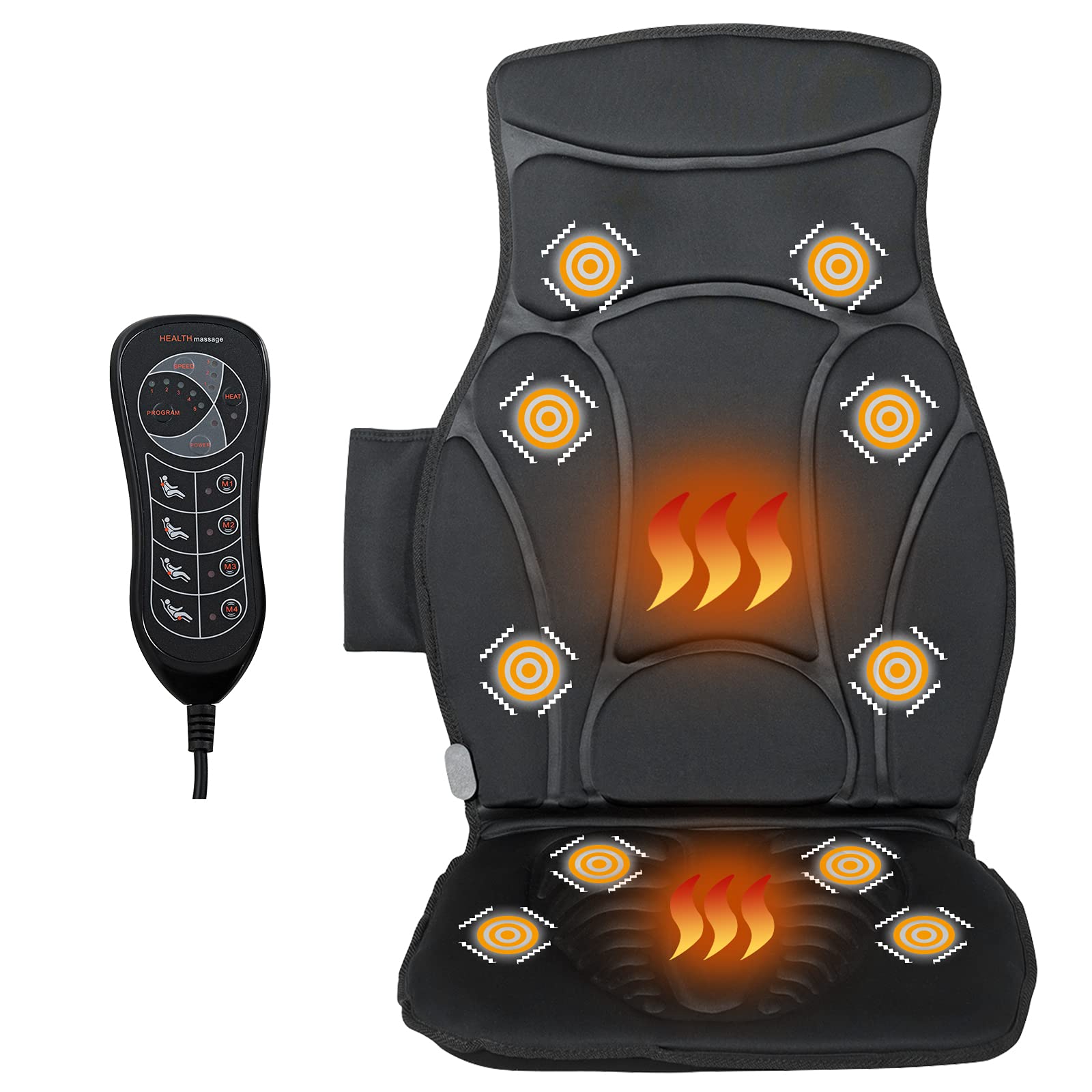 Giantex Back Massager for Back Pain, Chair Massage Pad Shiatsu Massage Seat with 10 Vibration Motors 