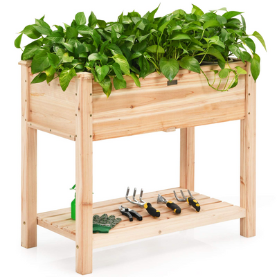 Outdoor Planter Box W/Shelf for Garden Patio Backyard 