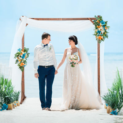 Giantex Wooden Wedding Arch for Ceremony, 7.2 FT Square Solid Wood Arbor for Wedding Backdrop Stand 