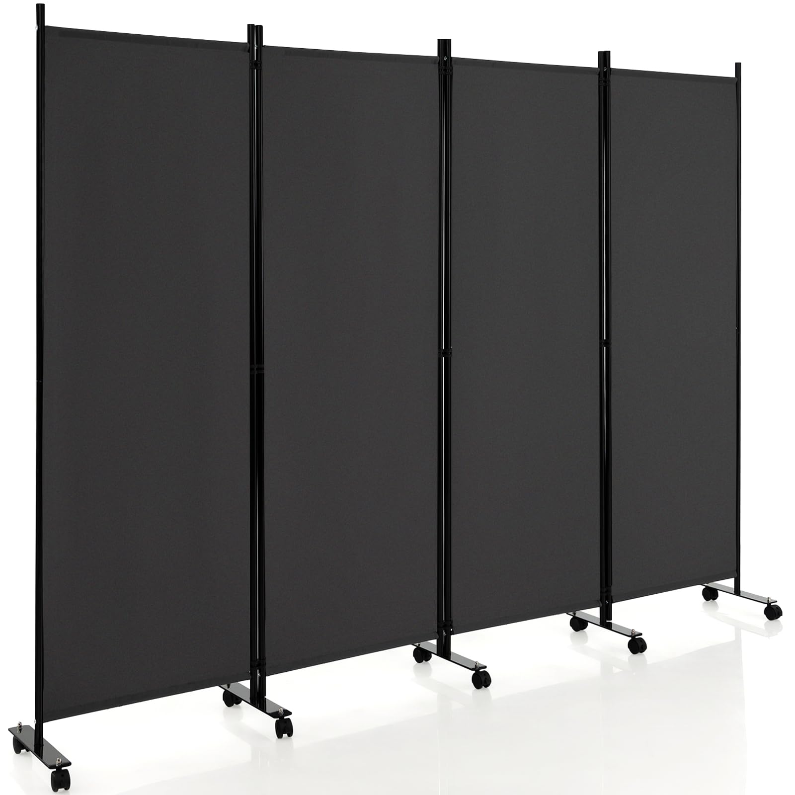 Giantex 4 Panel Room Divider, Folding Privacy Screen with Lockable Wheels, Rolling Partition Room Dividers 