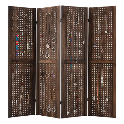 Giantex Pegboard Room Divider, 4 Panel Pegboard Display, 5 FT Folding Privacy Screen Room Partition Wall 