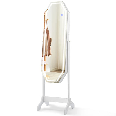CHARMAID Jewelry Armoire with Full Length LED Mirror 
