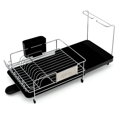 Giantex Stainless Steel Dish Rack, Expandable Dish Drainer Rack with Cutlery Cup Glass Holder 