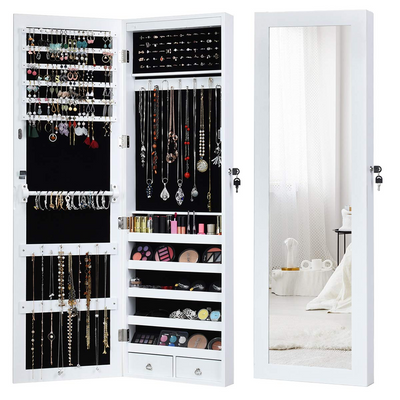 Giantex 15 LEDs Mirror Jewelry Armoire 