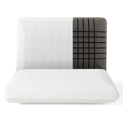 Giantex Charcoal Memory Foam Pillow 2 Pack, 3D Cutting Ventilated Pillows with Washable Cover, Back & Side Sleeper Pillows 