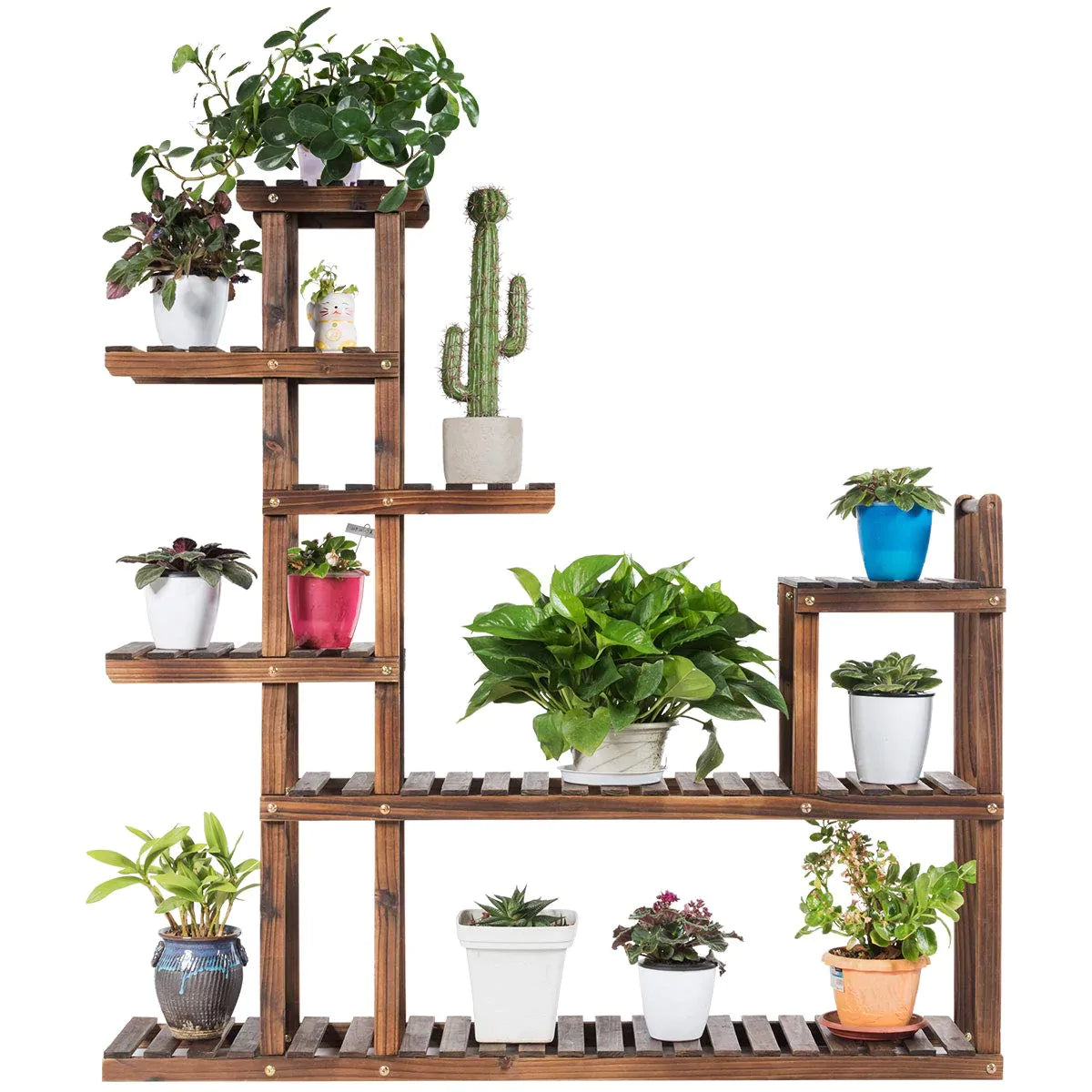 Giantex Flower Rack Wood Plant Stand Wood Shelves Bonsai Display Shelf, 7 Tiers 