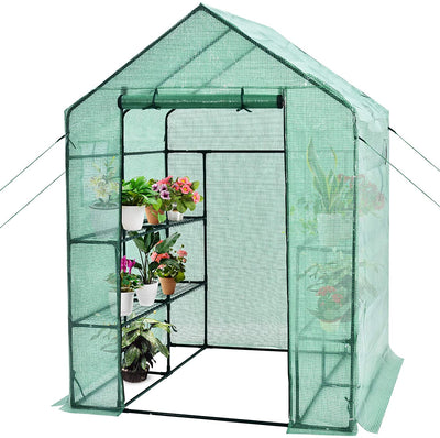 Walk-in Greenhouse, Gardening Plant Tent with Roll-Up Zippered Front Door 