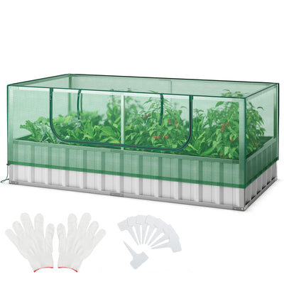 Giantex 69”x36”x28” Raised Garden Bed with Cover, 16.5 Cu.Ft Galvanized Steel Planter Box Kit 