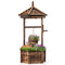 Giantex Rustic Wooden Wishing Well Planter with Hanging Bucket, Roof Shadow