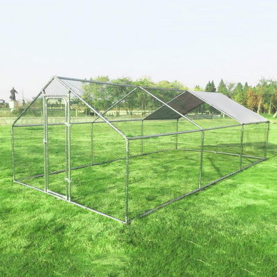 Large Metal Chicken Run w/ Anti-Ultraviolet Cover for Outdoor 