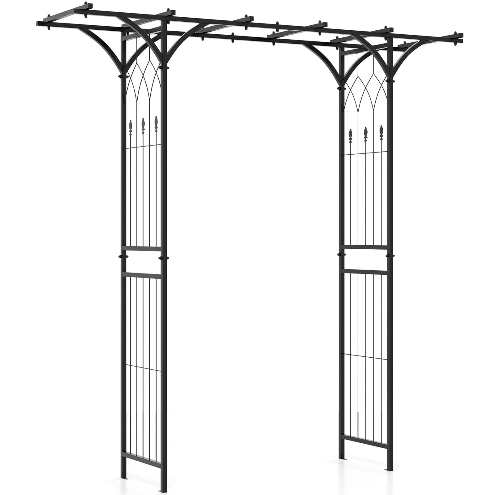 Giantex Garden Arch Trellis, Wedding Arbor for Ceremony Party, 79''W x 81''H, Metal Garden Arbor for Climbing Plants Rose