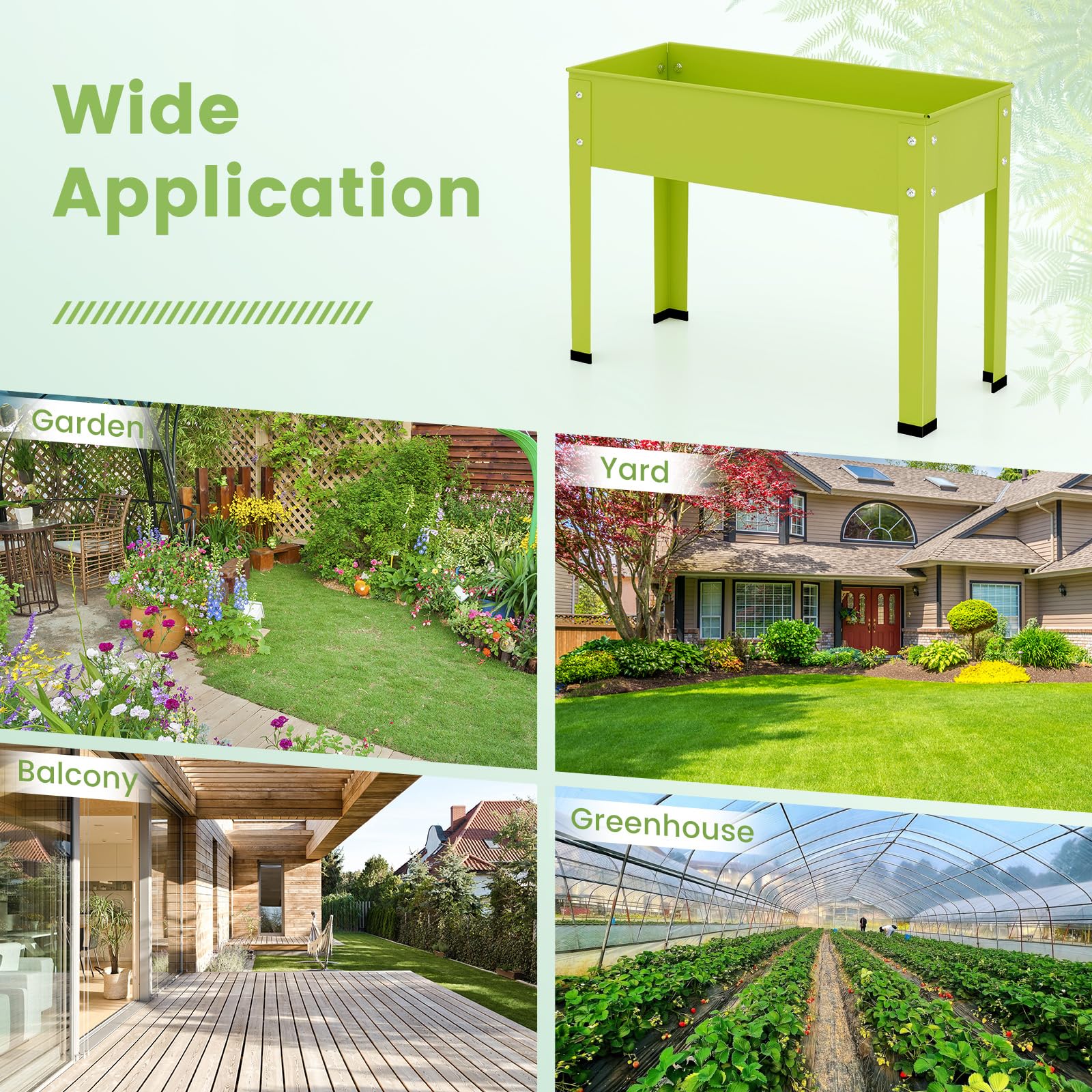 Giantex Raised Garden Bed, Metal Planter Box with Legs, Drain Hole, Outdoor Indoor Elevated Garden Box 
