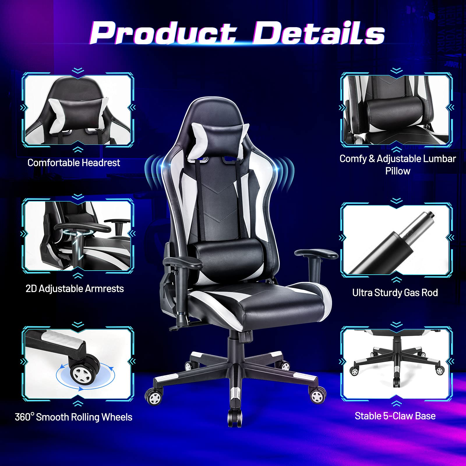 Giantex Home Office Chair PU Leather Desk Chair 