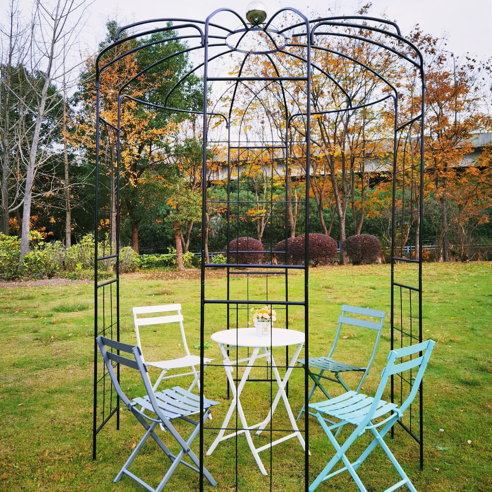 Giantex Birdcage Shape Gazebo - 9.4' H x 6.8' W Metal Arch Trellis for Climbing Plants Clematis Vines 