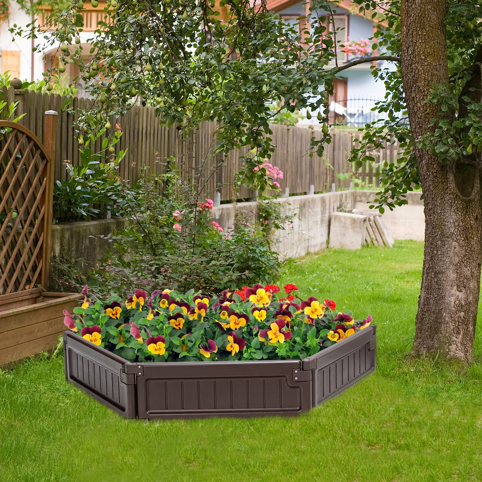 4x4 Ft Planter Raised Bed, Octagon Garden Bed for Vegetable Flower Succulents Fruits 