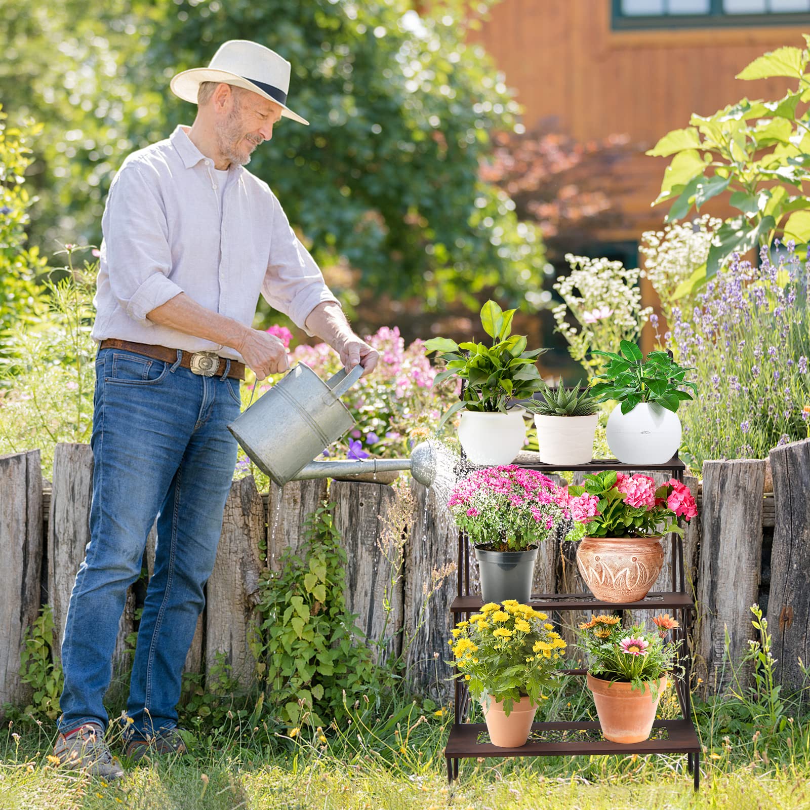 Giantex 3-Tier Metal Flower Cart 