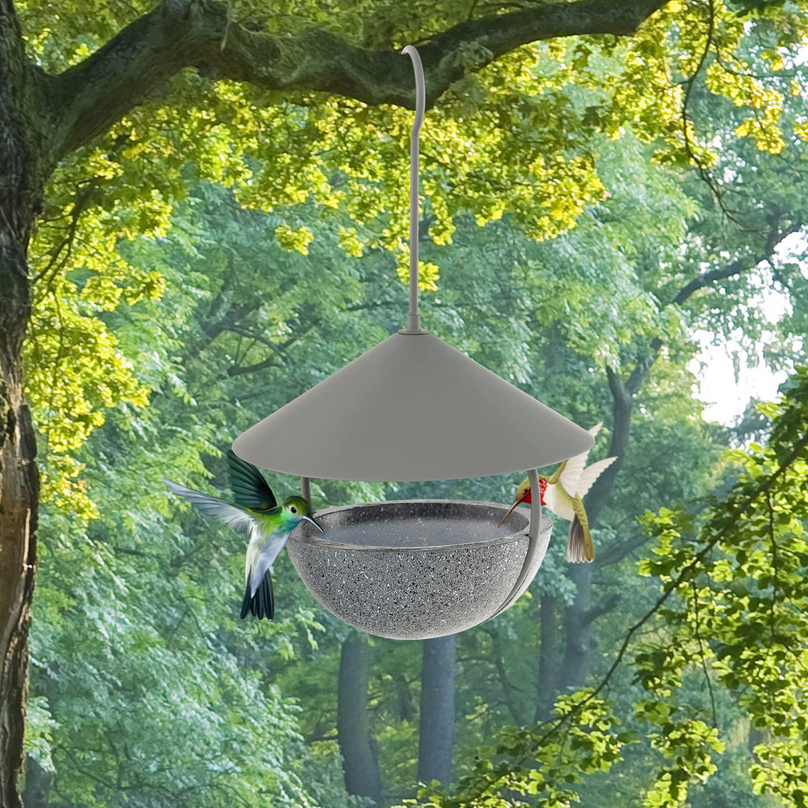 Giantex Bird Feeder, Hanging Wild Bird Feeder Bath with Removable Resin Feed Bowl and Waterproof Metal Roof 