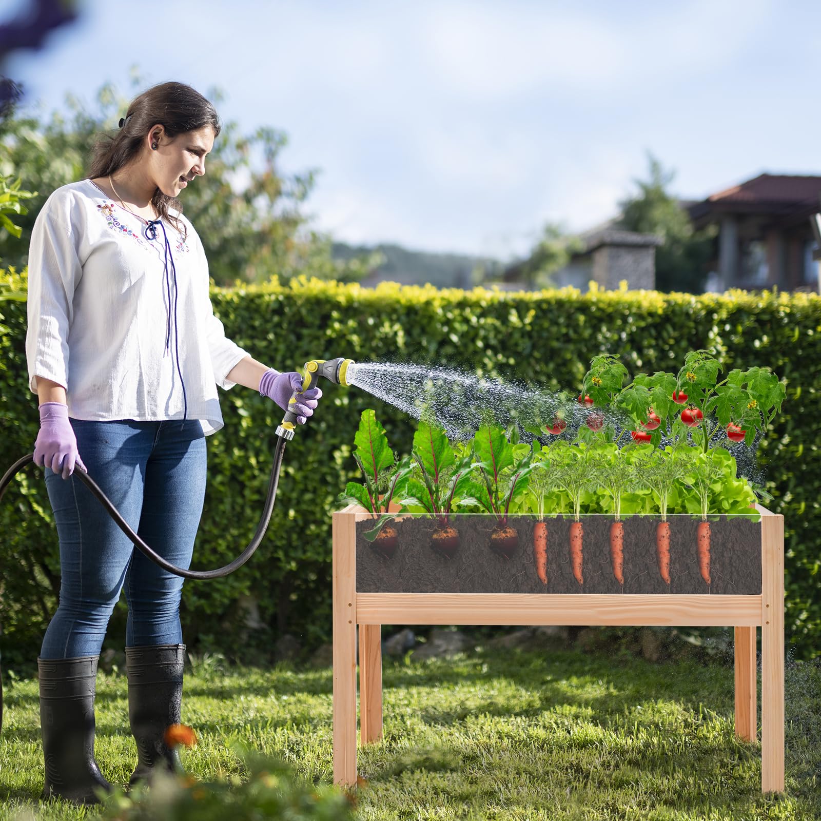 Standing Raised Beds for Fruits Vegetables Flowers Herbs, 47”x23”x31”