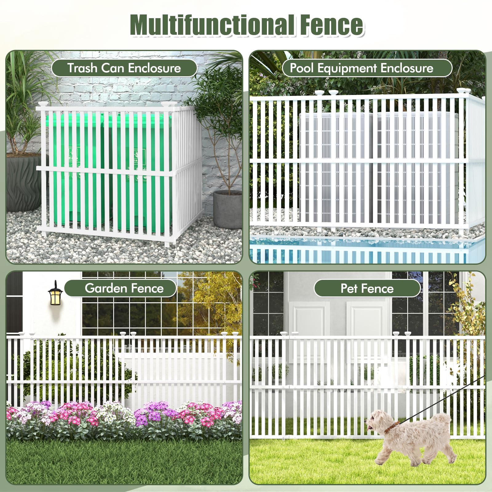 Giantex Air Conditioner Fence 2/4 Panels - 45''W x 45''H Outdoor Fence Privacy Screen with Metal Stakes