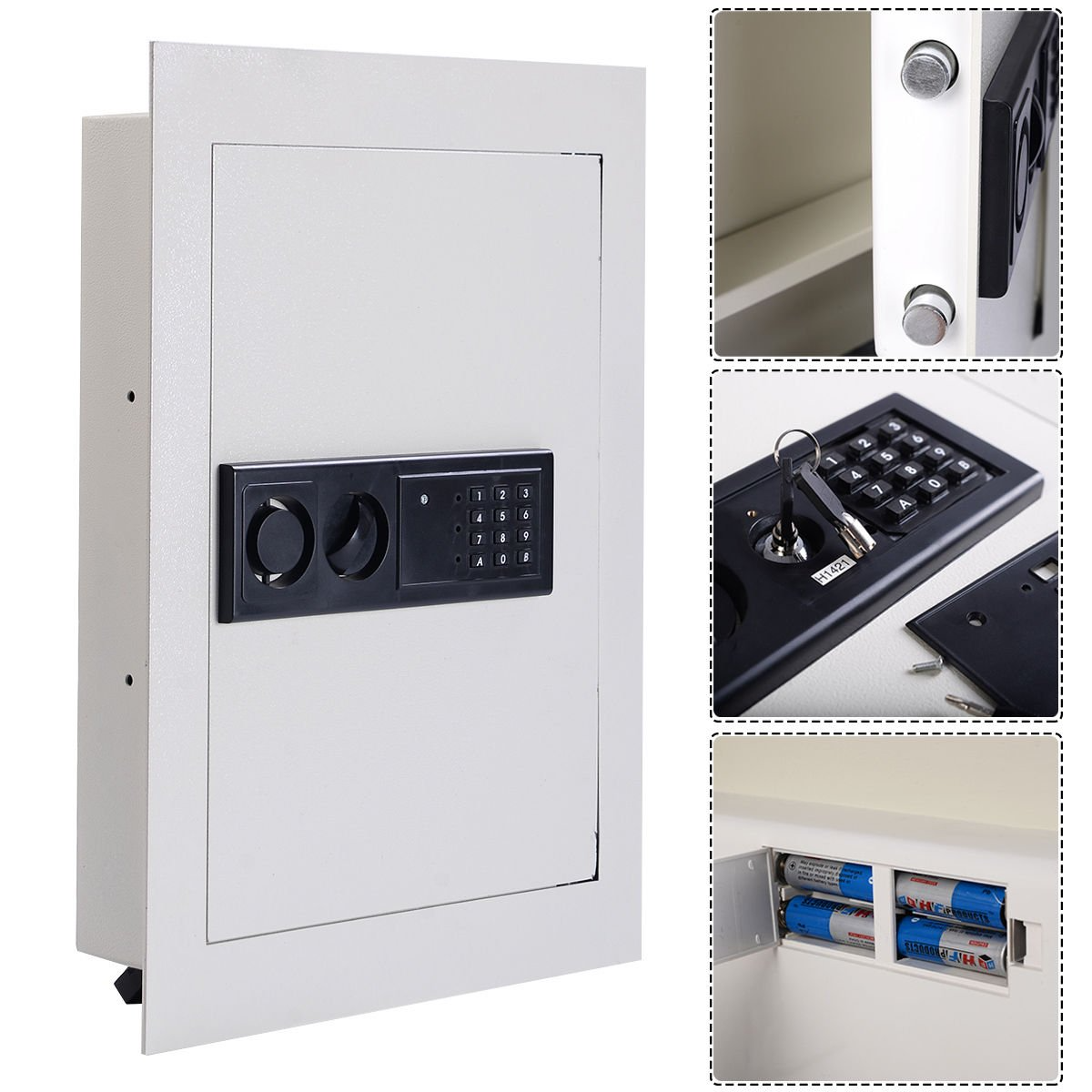 Giantex Electronic Wall Hidden Safe Security Box,.83 CF Built-In Wall Electronic Flat Security Safety Cabinet 