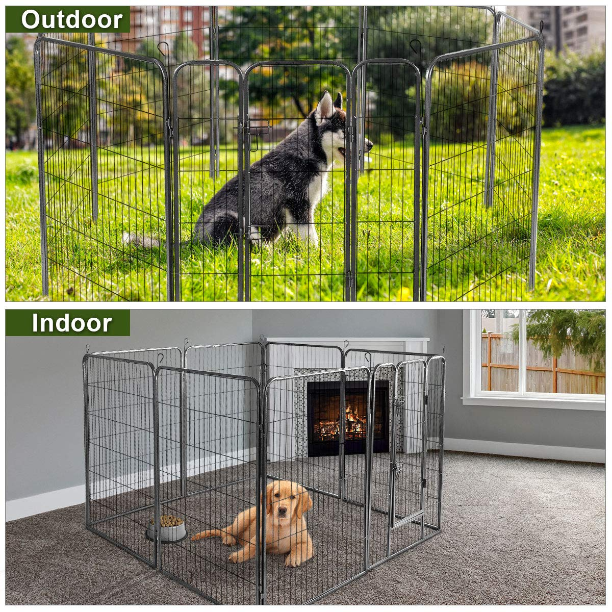 Giantex 8 Panel Pet Playpen with Door, Foldable Dog Exercise Pen (40") 