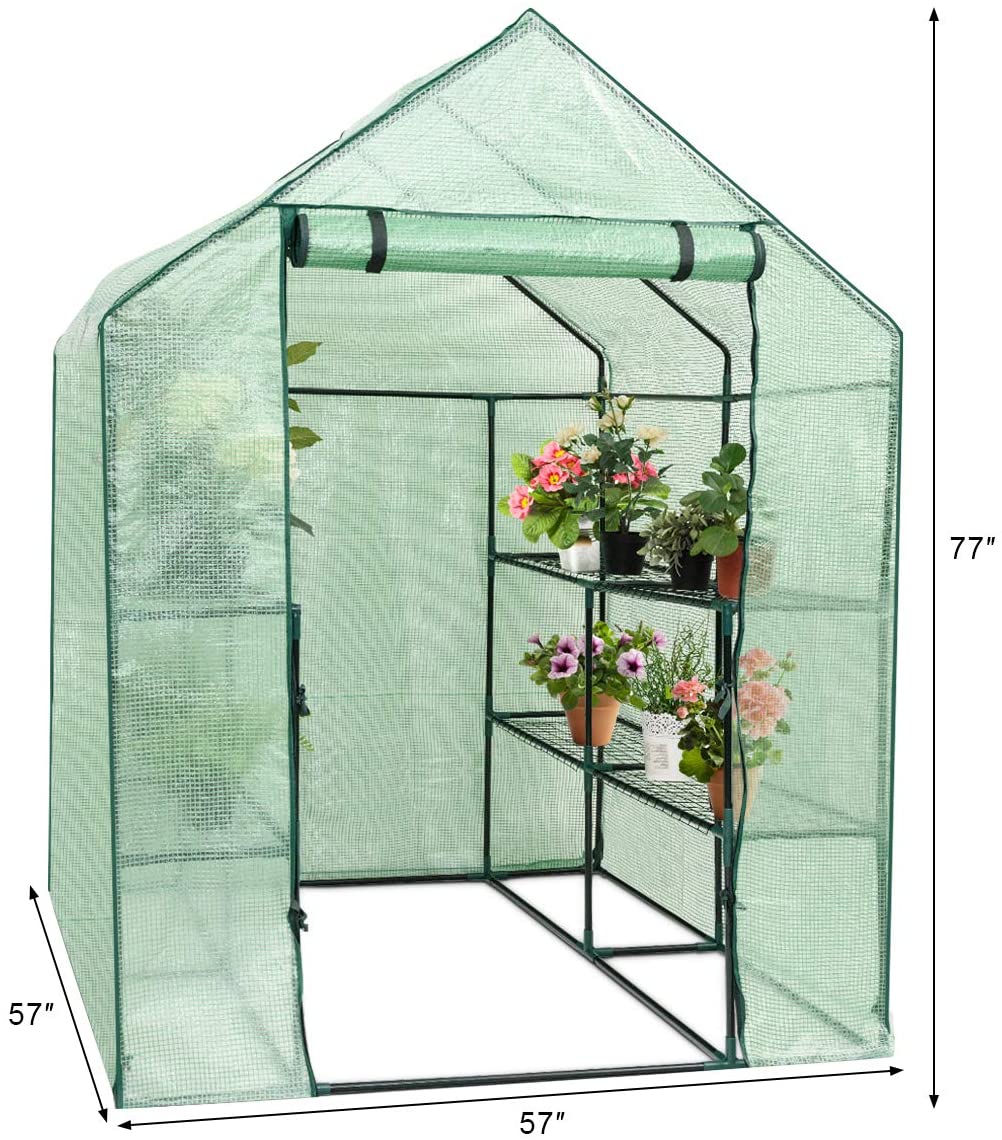 Outdoor Portable Greenhouse Mini Walk in 3 Tiers 8 Shelves Stands 