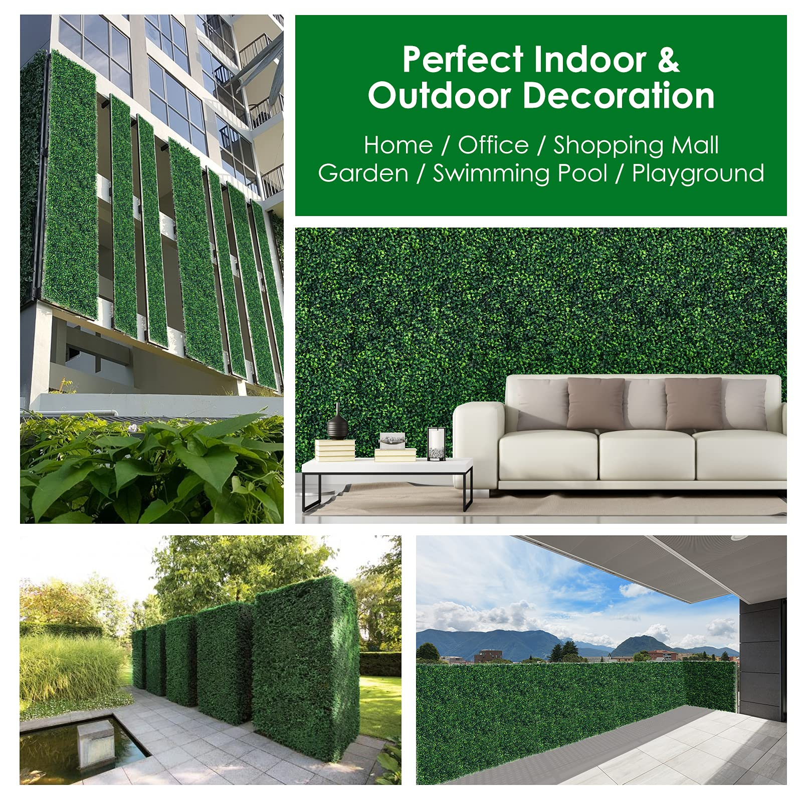 Giantex 12PCS 20x20inch Artificial Boxwood Panels 