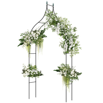 Giantex Metal Garden Arbor Wedding Arch, 9.5 FT Wedding Arbor for Ceremony, Pergola Arbor for Climbing Plant Roses Vines 