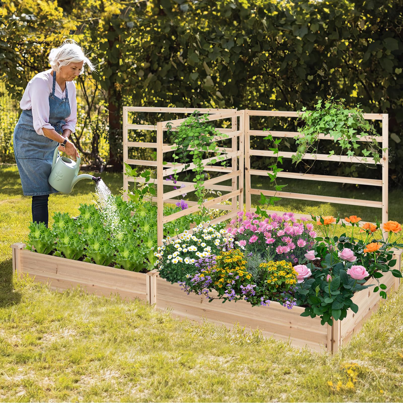Giantex Raised Garden Bed with Trellis 