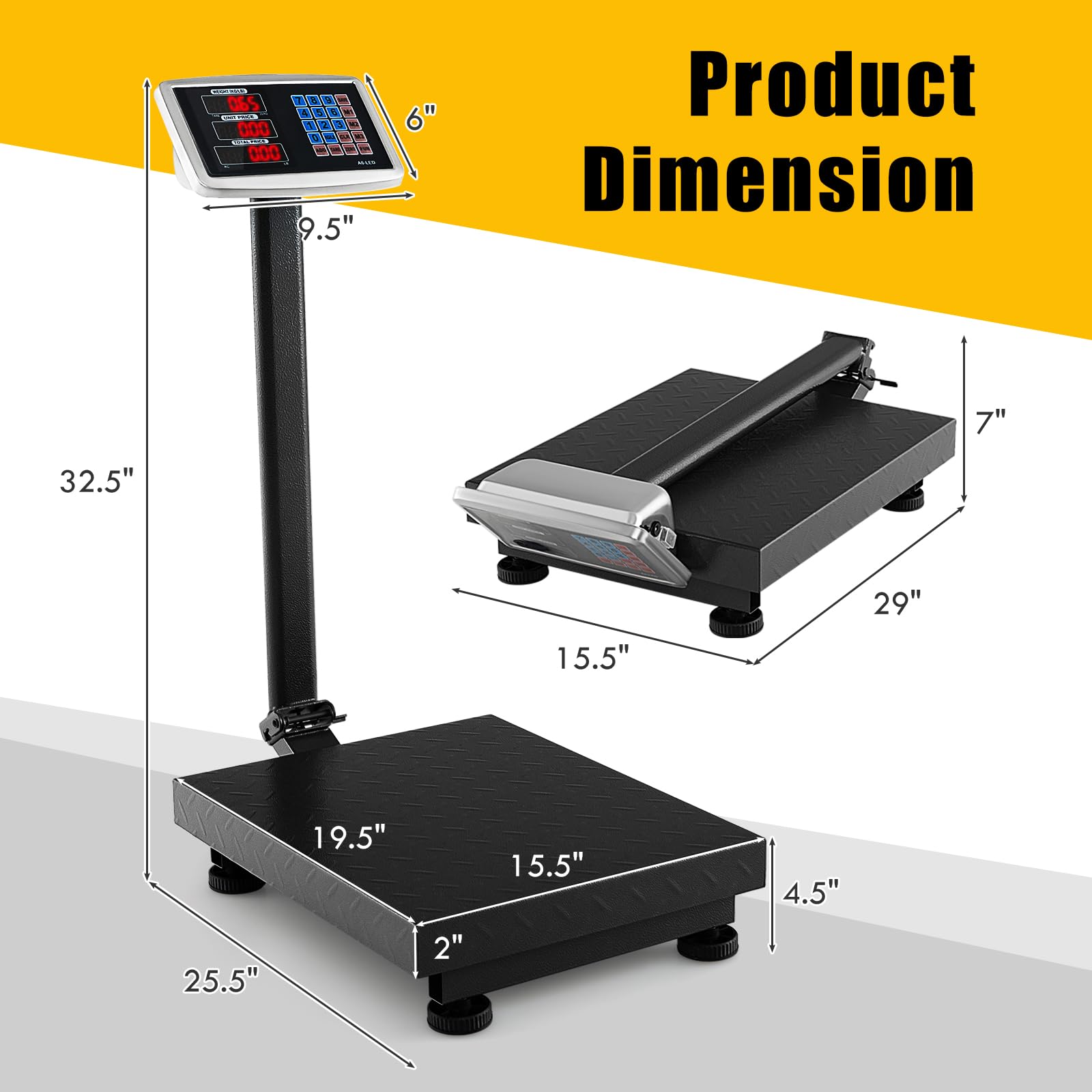 Giantex 660lbs Weight Computing Digital Scale Floor Platform Scale for Weighing Luggage Package Shipping 