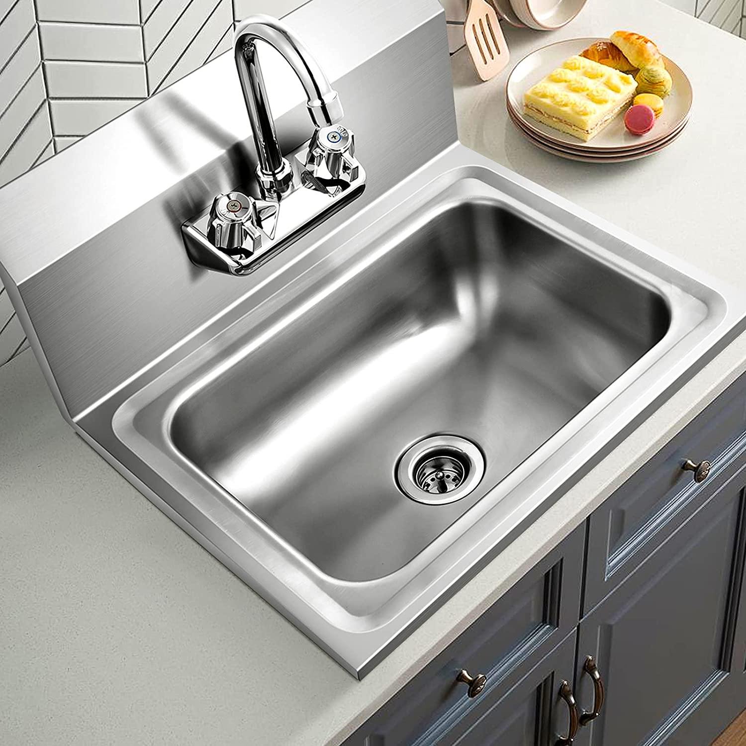 Giantex Stainless Steel Hand Washing Sink, 17" x 15" 