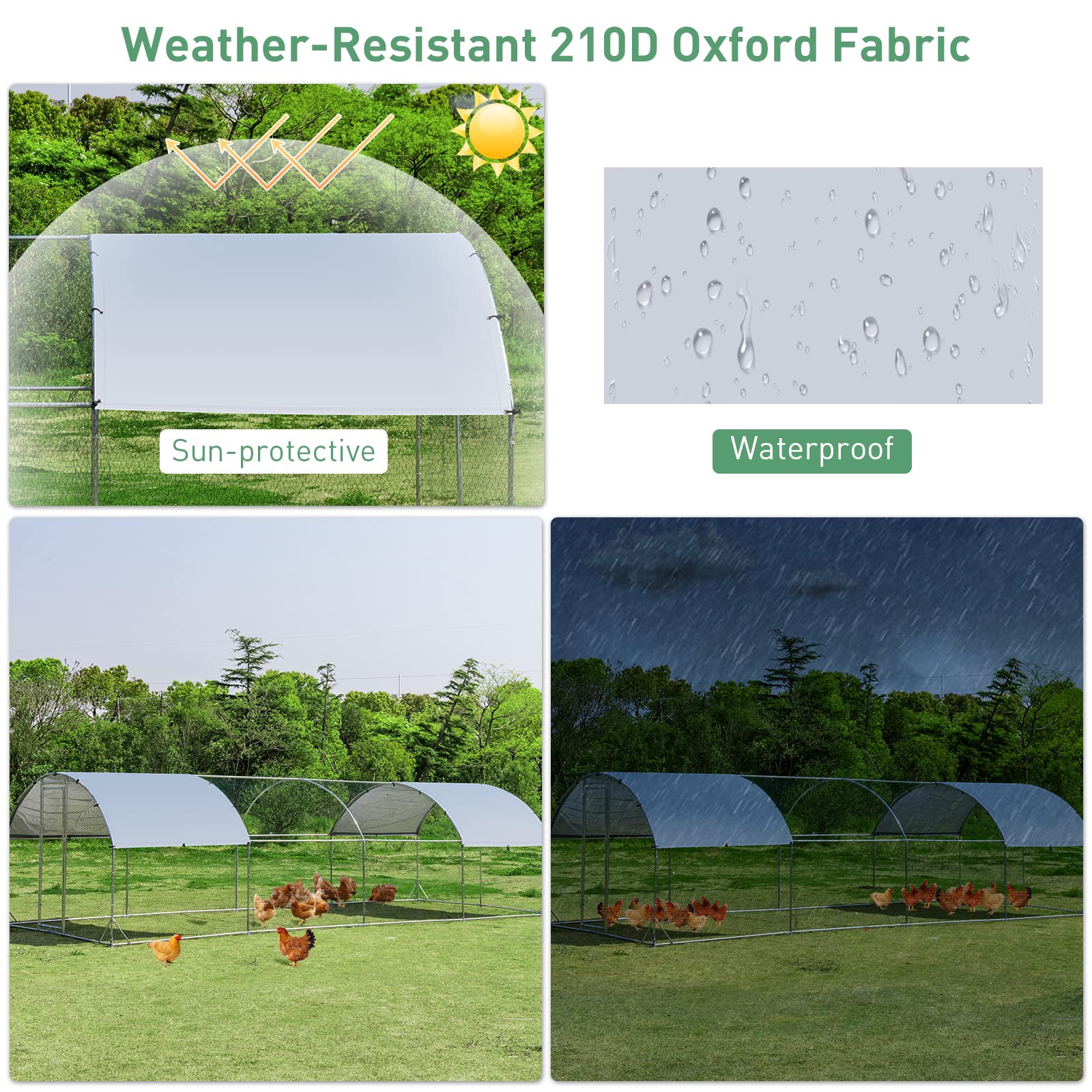 Giantex Large Metal Chicken Coop, Dome Shaped Poultry Cage Hen Run House Rabbits Habitat for Backyard Farm Outdoor 