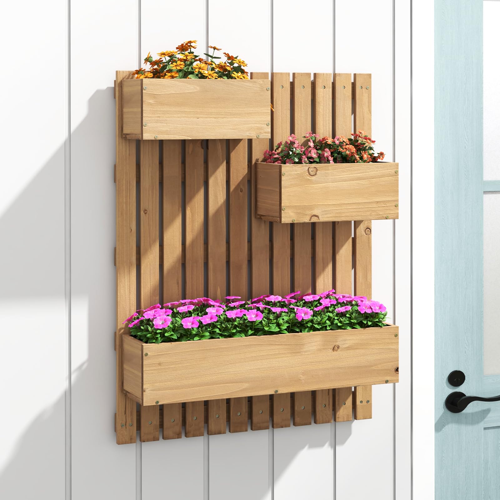 Giantex Wall-Mounted Raised Garden Bed w/Trellis Board 