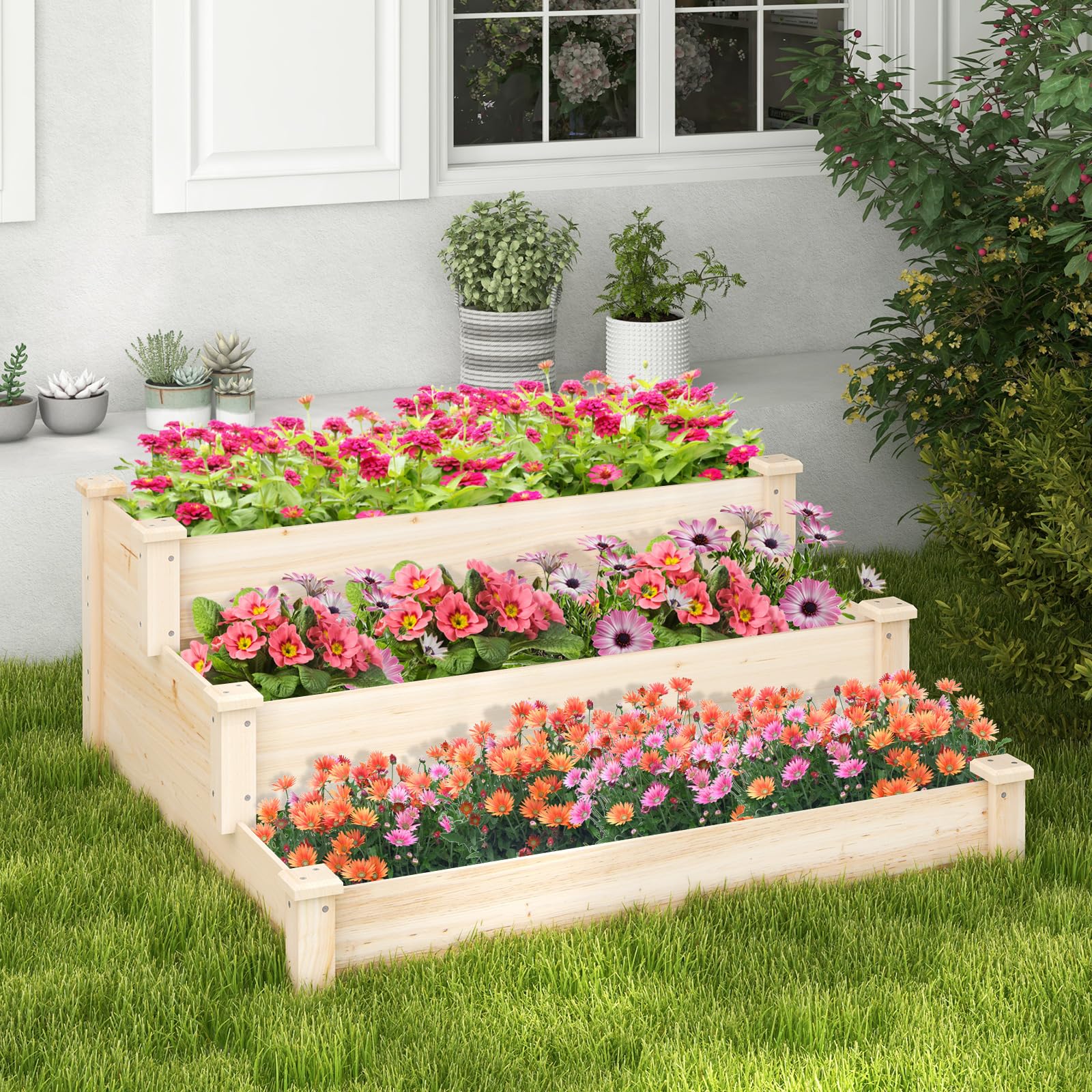 Giantex 3-Tier Raised Garden Bed, Tiered Planter Box 