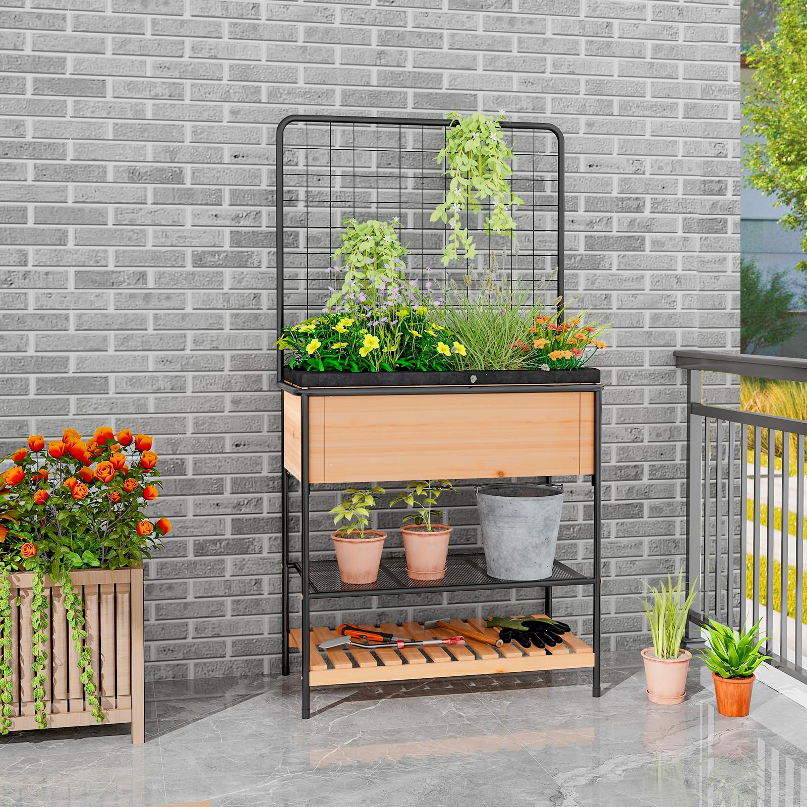 Giantex Raised Garden Bed with Trellis 