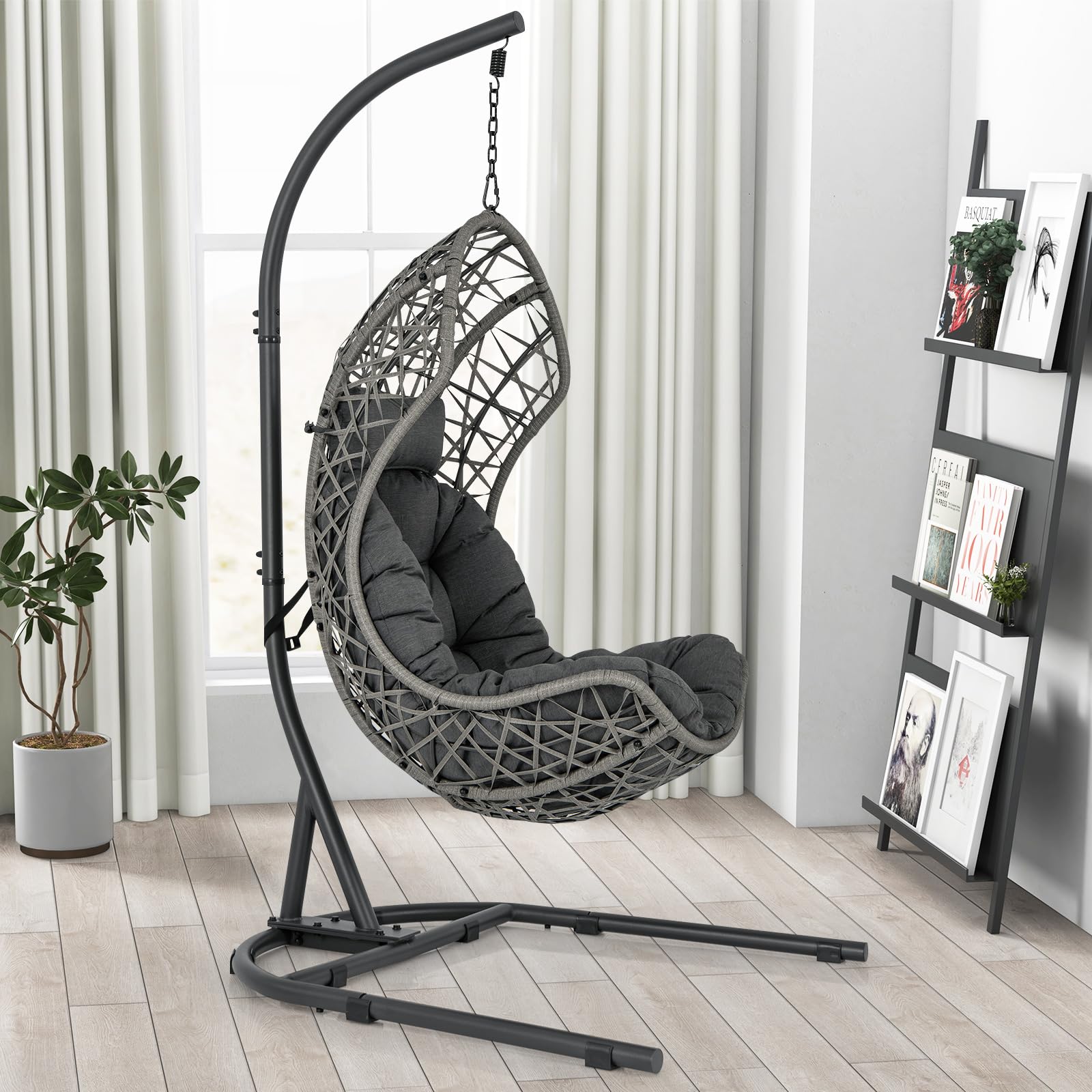Giantex Egg Chair Outdoor Indoor - Hammock Chair with stand, Pillow, Cushion, Hanging Accessories 