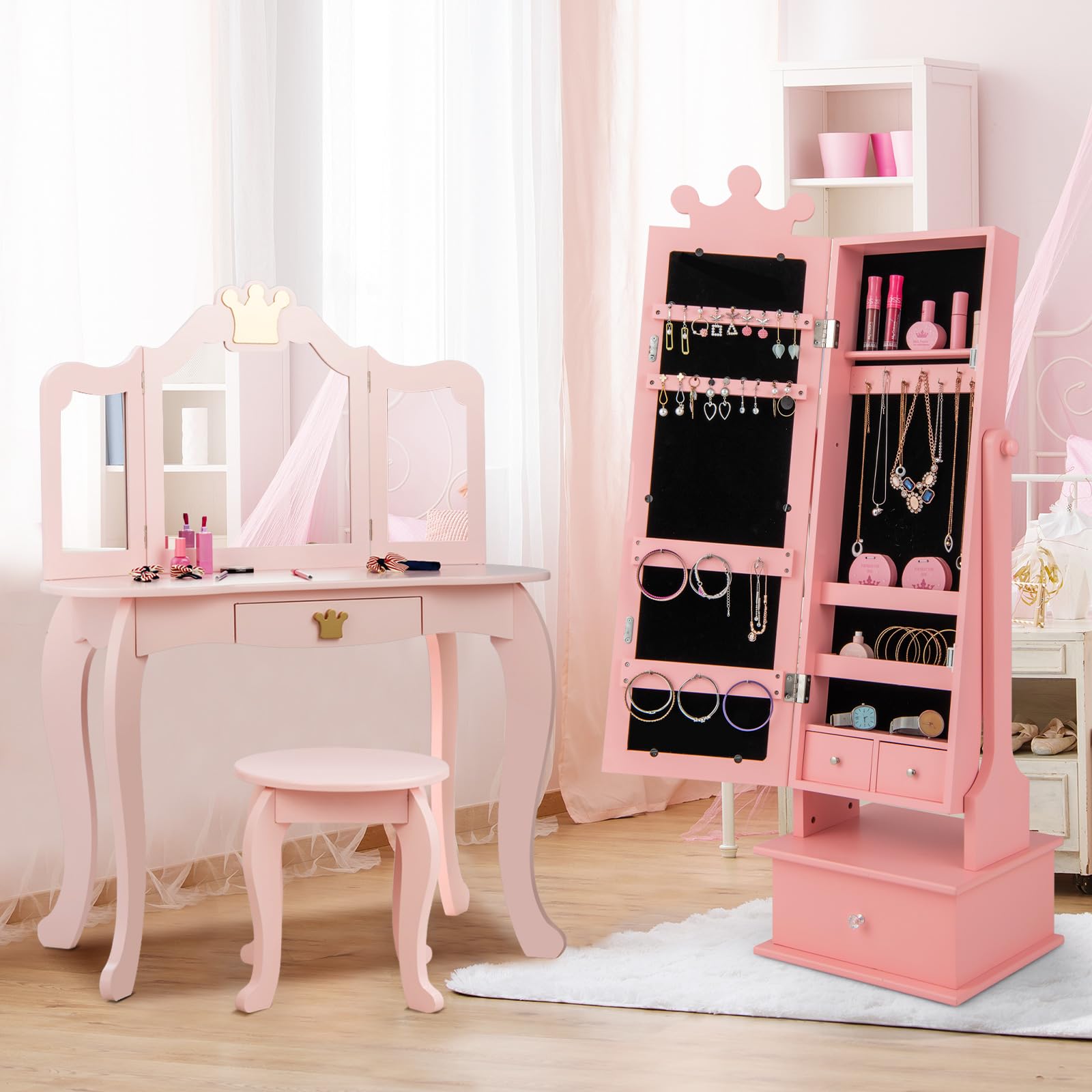 CHARMAID Jewelry Armoire Cabinet for Kids 