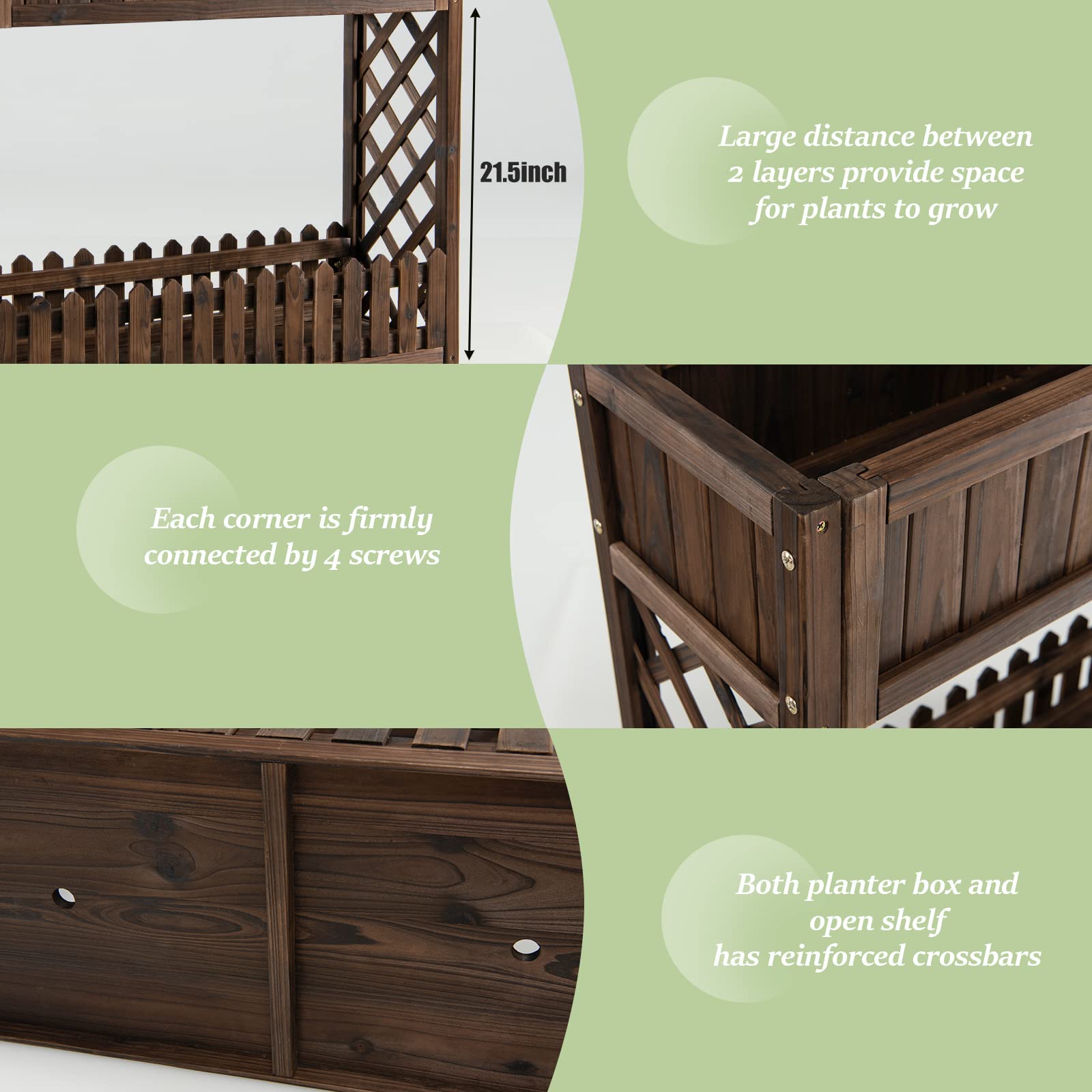 Giantex Planter Raised Bed, Elevated Potted Plant Rack(Brown) 