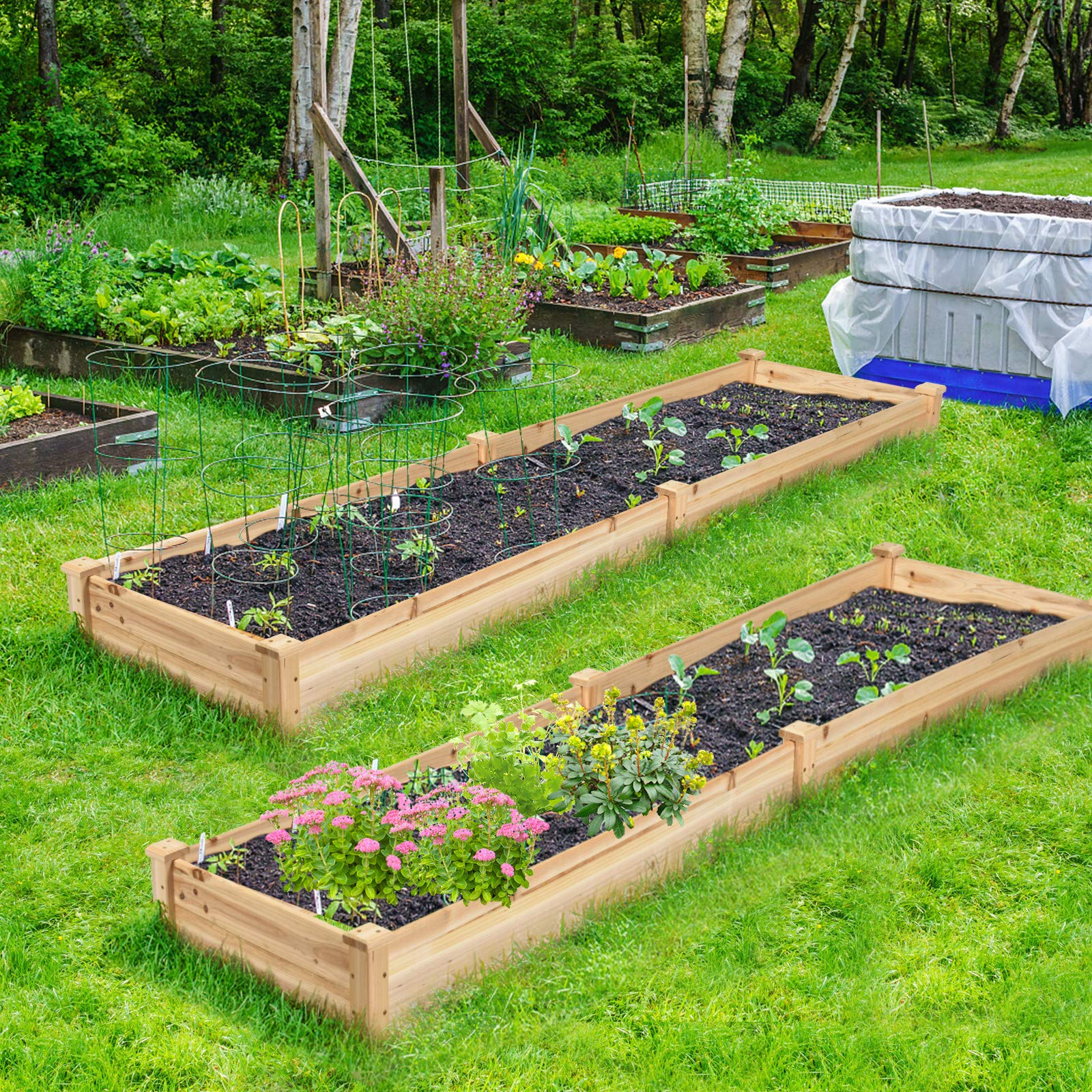 Raised Garden Bed Wood Planter Box, ( 97" x 25" x 10" ) 